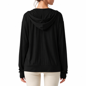 Custom Women Yoga Jacket Quick Dry 4 Way Stretch <b>Zip</b> <b>up</b> Hooded Workout <b>Top</b> Gym Fitness Sportswear Adults Spandex/Polyester 220g - Product Image 4