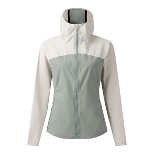 Veste coupe-vent à capuche pour femme, à blocs de couleur, manches longues, fermeture éclair, en polyester, pour l'automne - Product Image 1