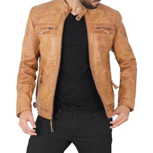 Finer Threads Quick Dry Vintage Style Genuine Leather Jacket for <b>Men</b> Autumn Sustainable Breathable Anti-Wrinkle Comfortable - Product Image 3