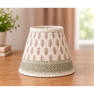 Abat-jour en coton et lin de qualité supérieure avec imprimé feuilles |   Abat-jour en tissu plissé pour lampes de table, de sol et suspendues - Product Image 2