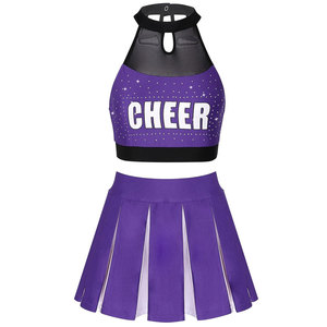 Adult Women's Dance One Piece Cheerleading Uniforms with Pleat <b>Skirts</b> and Costumes Spandex Material - Product Image 6