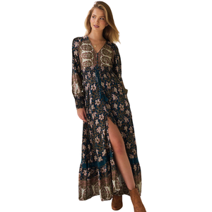 Vestido largo con cuello en V para mujer, ropa informal de moda - Product Image 4