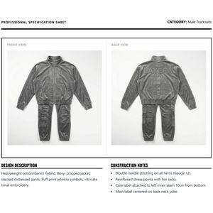<b>Men</b> <b>Tracksuit</b> Set Heavyweight Two-Piece Eco-Friendly Acid Wash <b>Velour</b> Boxy Jacket Stacked Pants Streetwear Custom Wholesale - Product Image 6