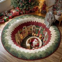 Tapis rond de Noël 3D en velours pelucheux, tapis de sol pour la maison, décoration festive, personnalisable pour le salon, la chambre à coucher