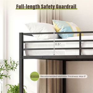 Letto Singolo in Metallo Nero, Facile Montaggio, Altezza da Terra 12 Pollici, Peso Netto 79,5 Libbre, con Ringhiera di Sicurezza - Product Image 5