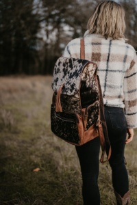 กระเป๋าเป้สะพายหลังสำหรับทุกเพศกระเป๋าเป้สะพายหลังสไตล์ตะวันตกสไตล์โบโฮวินเทจหนังแท้ขนาดใหญ่กระเป๋าเดินทาง Boho - Product Image 4