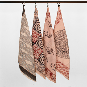 Craftjaipur Handmade Cotton Collection Bandanas for Adults Block Printed Eco Friendly Handkerchief <b>Square</b> <b>Scarf</b> Accessories - Product Image 2