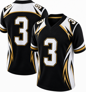 Maillot de football en maille pour hommes, noir, or, blanc, avec numéro 3 imprimé, col en V, manches courtes, chemise de sport athlétique - Product Image 4