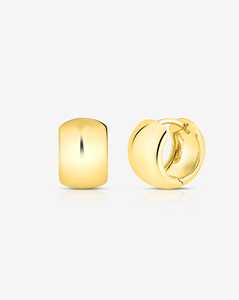 Chunky <b>Huggie</b> Hoop Earring 14k <b>Solid</b> <b>Gold</b> 12mm x 8mm Wide Snap post Thick Modern Luxury <b>Gold</b> Fine Jewelry For Women Wholesale - Product Image 1