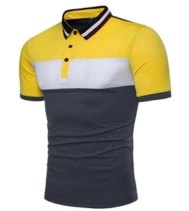 Chemises polo pour hommes en patchwork, à séchage rapide, en coton, à motif uni, design personnalisé, vêtements décontractés - Product Image 3