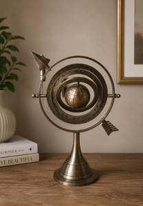 Sculpture d'astrolabe vintage avec anneaux célestes rotatifs, décoration de bureau nautique astronomique antique, cadeau - Product Image 2