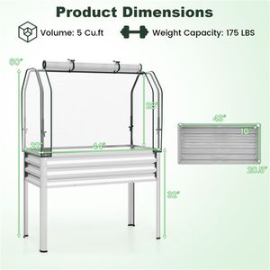 Fioriera Rialzata 3-in-1 in Metallo Argentato con Copertura Mini Serra, Comoda per Vasi e Fioriere - Product Image 4