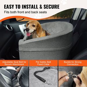 Siège auto imperméable pour chien avec poche de rangement, laisse de sécurité à clipser, lit rembourré en éponge, housse de siège arrière pour animaux de compagnie - Product Image 4