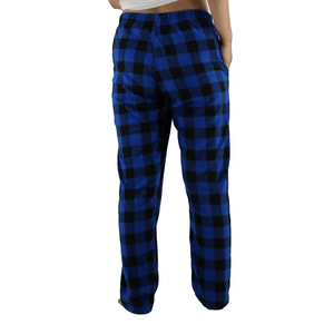 Men's Blue Black <b>Plaid</b> Fleece Pajama Pants Elastic Waist Drawstring Side Pockets Winter Casual Heavyweight Long Pants - Product Image 4