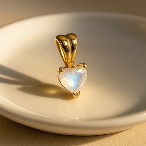 Pendentif Cœur en Pierre de Lune Arc-en-ciel, Argent Sterling 925 Plaqué Or 14K, Bijou Fait Main en Pierre Précieuse, Cadeau pour Femme, Style Ethnique, IGI - Product Image 6