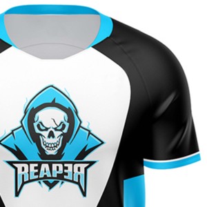 Maillot de football d'hiver personnalisé Reaper unisexe noir blanc bleu, impression sublimée, col rond, manches courtes, évacuation de l'humidité, coupe classique - Product Image 4