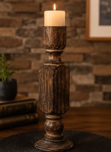 Supports de bougies en bois artisanaux de qualité supérieure, rustiques et naturels, pour bougies chauffe-plat, décoration de table, activités religieuses, accent décoratif de Noël pour la maison - Product Image 4