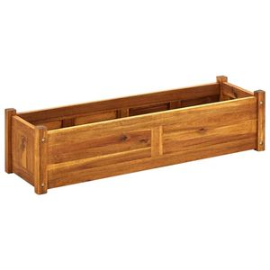 Jardinière surélevée en bois d'acacia brun durable 39,4 x 11,8 x 9,8 po pour pots de fleurs et jardinières - Product Image 2