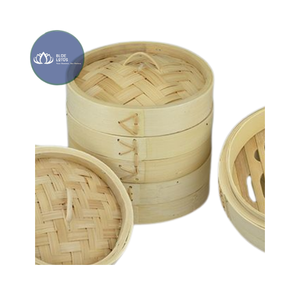 Cesta Vaporera de Bambú Natural con Tapa de Acero Inoxidable y Vidrio, Disponible al por Mayor - Product Image 1
