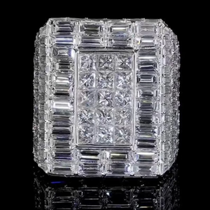 Trendy Hip Hop <b>Eternity</b> Band <b>Ring</b> 925 Sterling <b>Silver</b> Moissanite Diamond Fashion Jewelry for Men Women Statement Style - Product Image 1
