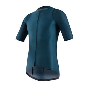 Maillot de cyclisme bleu sarcelle à manches courtes, léger et respirant, avec dos en mesh, pour hommes - Product Image 1