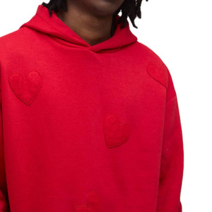 เสื้อฮู้ดดี้ผ้าฝ้ายฟลีซพรีเมียมลายหัวใจนูนแบบกำหนดเองสำหรับผู้ชาย ทรงโอเวอร์ไซส์ สตรีทแวร์ โลโก้สั่งทำ ขายส่ง ODM - Product Image 4