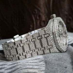 Alta calidad VVS D Color Moissanite automático mecánico negocio zafiro vidrio lujo helado árabe diseño Hip Hop estilo - Product Image 1