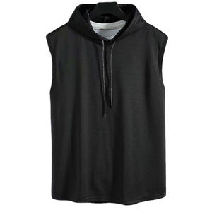 Camiseta sin mangas con capucha para hombre, de poliéster/algodón, al por mayor, con logotipo personalizado de fábrica, OEM, de alta calidad, de secado rápido, para verano, proveedor profesional PUFFIN - Product Image 1