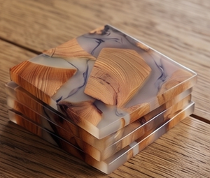 Handmade Wooden Epoxy Resin <b>Coasters</b> Square Shape With Walnut Modern Unique Design Perfect <b>For</b> Tea <b>Drinks</b> Tabletop Accessory - Product Image 5