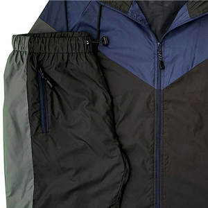 Conjunto de Chaqueta Cortavientos con Capucha para Hombre, Diseño Deportivo con Bloques de Color, Pantalones Largos, Secado Rápido, Poliéster, Ropa de Abrigo para Otoño - Product Image 5