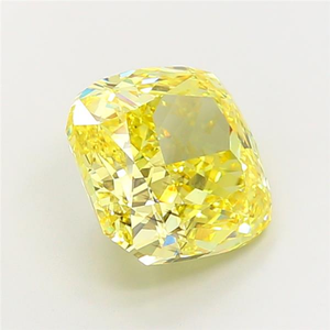 Pierre précieuse non montée, diamant de laboratoire de haute qualité, jaune vif fantaisie, taille coussin, excellente coupe, certifié CVD, pour joaillerie fine. - Product Image 2