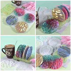 Embossed Printed Coaster Storage Irregular Coaster Set <b>Resin</b> <b>Silicone</b> Mold - Product Image 3