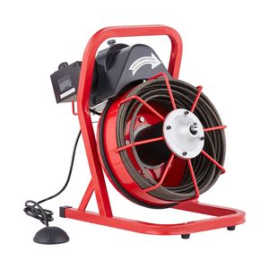 Macchina Elettrica per la Pulizia degli Scarichi da 250W, Spirale per Fognature da 75FT x 3/8 Pollici, Alimentazione Manuale, 4 Frese, Agente per Dragaggio Tubi - Product Image 4