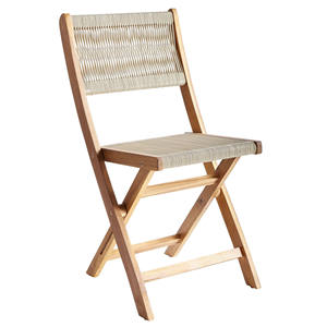 Mesa y Sillas Plegables con Cuerda, Muebles de Patio para Exteriores, Muebles Sencillos de Madera de Teca, Juego de Comedor para Exteriores - Niata - Product Image 3