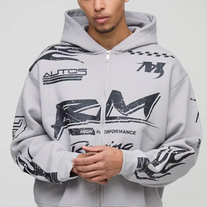 Sweat à capuche personnalisé pour homme, coupe oversize, effet délavé, sérigraphie, coupe carrée, sweats à capuche usés pour homme, vente en gros, personnalisables - Product Image 1