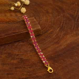 Natural Ruby Gemstone Silver Tennis <b>Bracelet</b> for Women Handmade Genuine Red Ruby July <b>Birthstone</b> 925 Silver 18k Gold Ethnic - Product Image 5