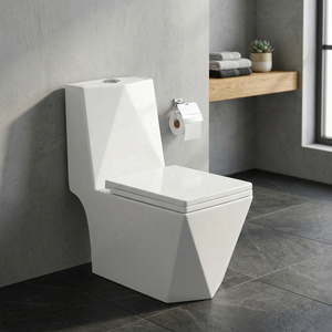WC monobloc en céramique moderne de luxe avec chasse d'eau double, design écologique, couleur blanche, fixation au sol, chaise de toilette sanitaire - Product Image 1
