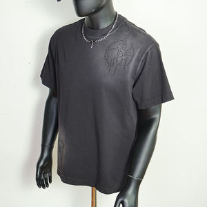 เสื้อยืดโอเวอร์ไซส์ทรงบ็อกซี่ ตัดสั้น แต่งลายกราฟิกวินเทจ ผ้าคอตตอน 100% ซักย้อมสีแบบแอซิดวอช ประดับคริสตัล สำหรับผู้ชาย ผลิตโดยผู้ผลิตเสื้อยืด - Product Image 3