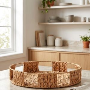 Plateaux de service décoratifs en jacinthe d'eau naturelle, style vintage, pour table basse ou comptoir de cuisine - Product Image 5
