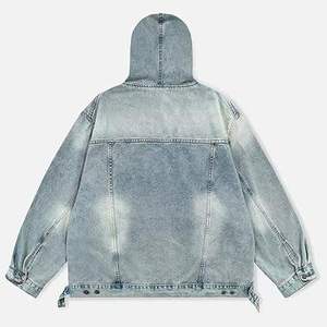 Sudadera con Capucha de Mezclilla para Hombre de la Mejor Calidad, Ecológica, 100% Algodón, Azul Lavado a la Piedra, con Logotipo Personalizado, Bolsillo Frontal Tipo Canguro, Talla Grande - Product Image 2