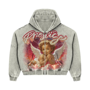 Sweat à capuche doublé pour homme, en molleton bouclette 100% coton, grammage lourd, délavé, respirant, séchage rapide, style vintage coréen, personnalisable, vente en gros - Product Image 3