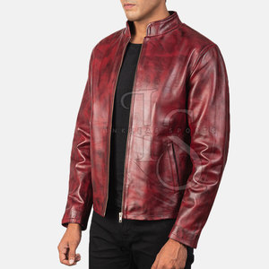 Design Your Own Winter Men's Leather <b>Jacket</b> with Front Logo High Quality <b>Waterproof</b> & Eco-Friendly <b>Long</b> Sleeve - Product Image 2