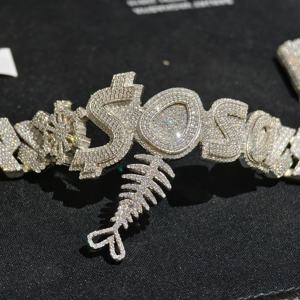 Pulsera de eslabones cubanos de moissanita VVS hecha a medida para hombre en plata 925 con letras SOSA, estilo hip hop, con incrustaciones de circonitas, a bajo precio. - Product Image 3