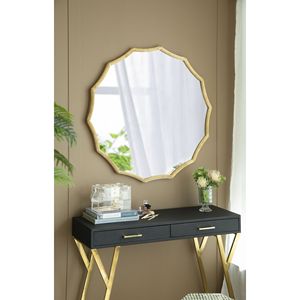 D40 oro-rifinito rotondo Sunburst specchio da parete decorazione elegante per ingresso camera da letto soggiorno - Product Image 2