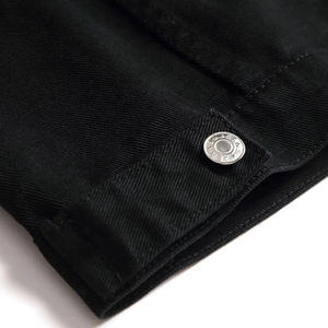 <b>Men's</b> <b>Black</b> Denim Sleeveless <b>Vest</b> Turn-down Collar Rivet Decorated Punk Style Outerwear Regular Fit Autumn Wear - Product Image 3