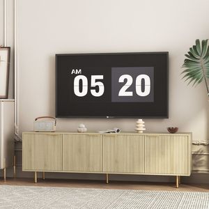 Mobile TV Moderno in Legno da 68 Pollici con Design Scanalato, Centro Intrattenimento con Ante Contenitore, Consolle Porta TV da 55+ Pollici, Mobile Multimediale per Soggiorno - Product Image 1