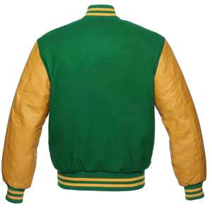Veste de baseball Varsity pour homme en laine bleue avec manches en cuir véritable blanc – Vente en gros - Product Image 4