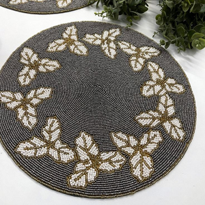Wholesale Needlework Customized Vintage Solid Beaded Placemat for Wedding Home Use Eco-Friendly Durable by glowin fashion - Product Image 4