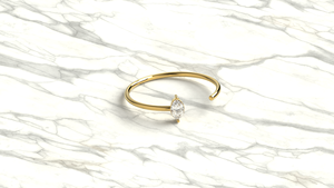 Anillo de lujo de oro de 18 quilates con diamante marquesa, anillo abierto tipo brazalete, banda solitaria con engaste de bisel, anillo minimalista apilable, joyería fina para mujer - Product Image 3