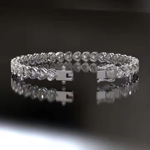 New Round Shape Lab Grown Diamond Tennis <b>Bracelet</b> Bezel Setting 18K Yellow Gold Diamond <b>Bracelet</b> for Both Men and Women - Product Image 2
